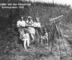 Kinder bei der Heuernte 1932