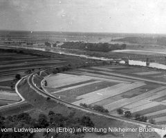 Bischberg Ludwigstempel Blick auf Nilkeimer Brücke um 1930