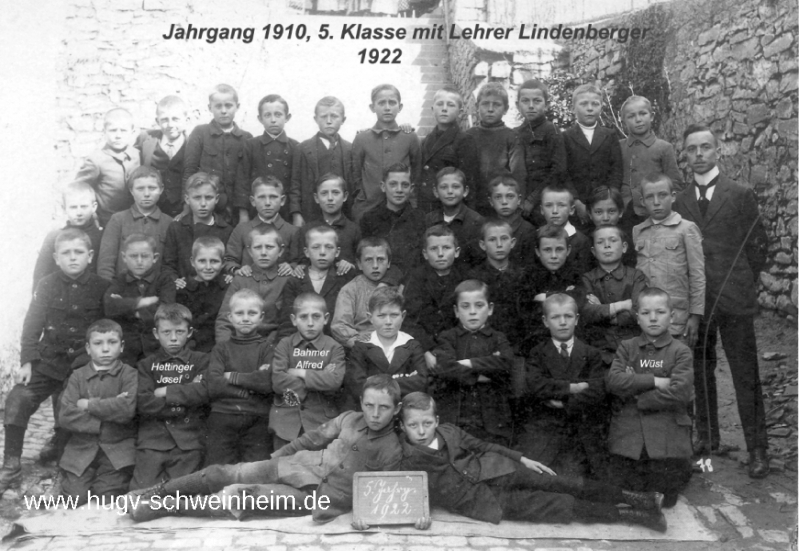 JG 1910 5. Klasse mit Lehrer Lindenberger