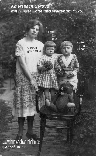 Amersbach Gertrud mit Kinder Lotte u. Walter 1925