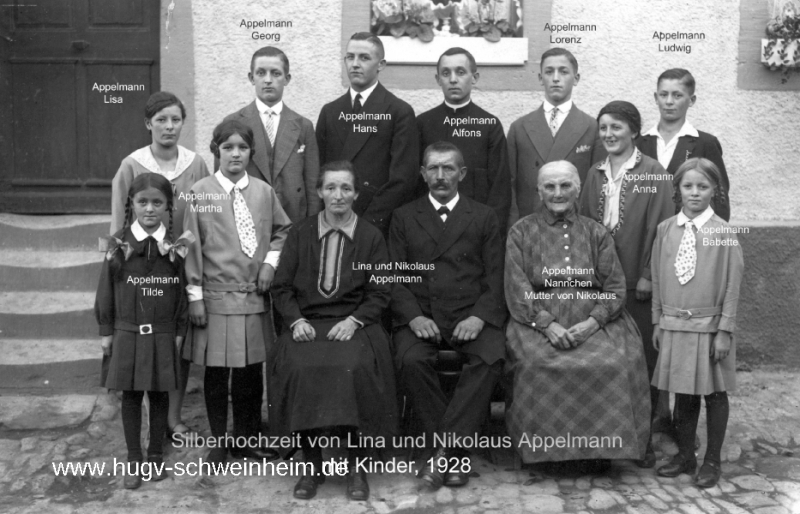 Appelmann Nikolaus und Lina mit Familie 1928