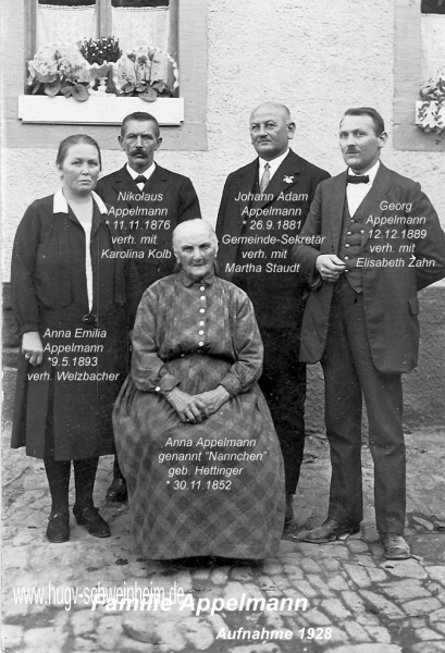 Appelmann Nannchen mit Tochter und 3 Söhnen 1928