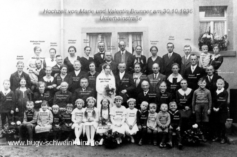 Brunner Valentin und Marie Hochzeit 1936 Unterhainstr