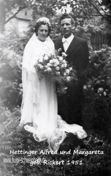 Hettinger Alfred Margareta geb Rickert 1951 Hochzeit