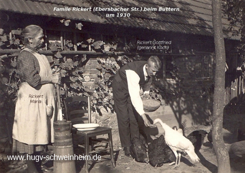 Rickert Gottfried und Maria beim Buttern 1930