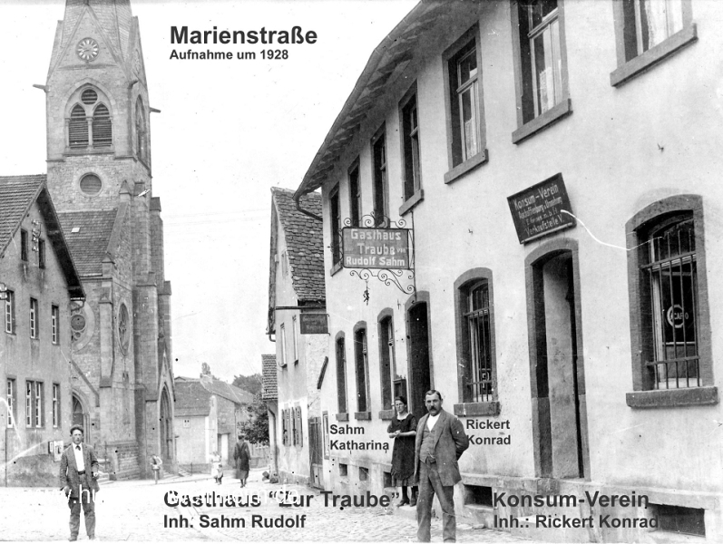 Marienstr um 1928 Gaststätte Zur Traube Konsum-Verein