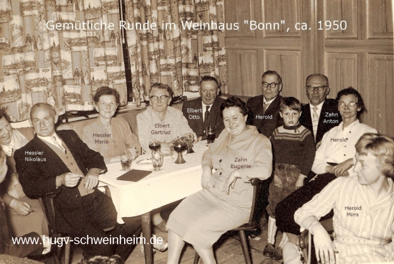 Weinhaus Bonn gemütliche Runde 1950