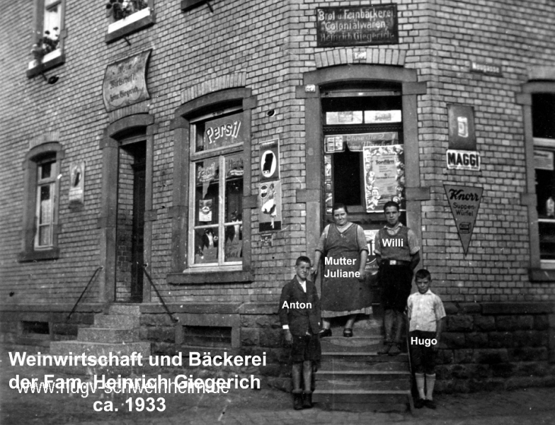 Weinstube u. Bäckerei Giegerich Marienstr 1933