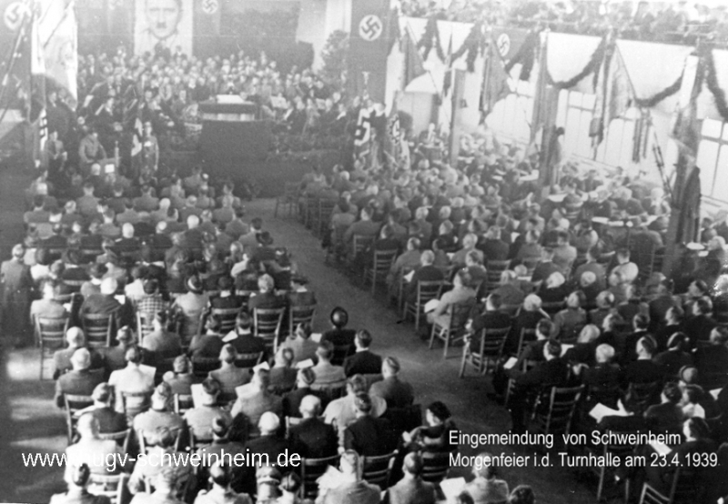 Eingemeindung Morgenfeier Turnhalle 23.4.1939